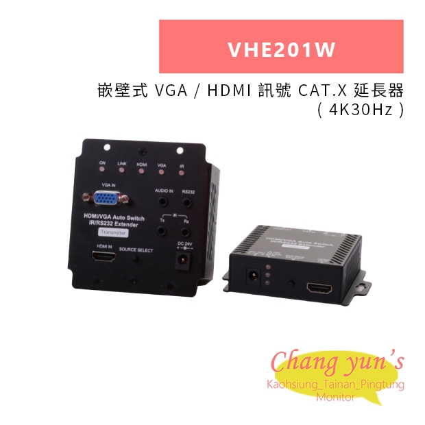 HANWELL VHE201W 嵌壁式 VGA  HDMI 訊號 CAT.X 延長器 4K30Hz.jpg