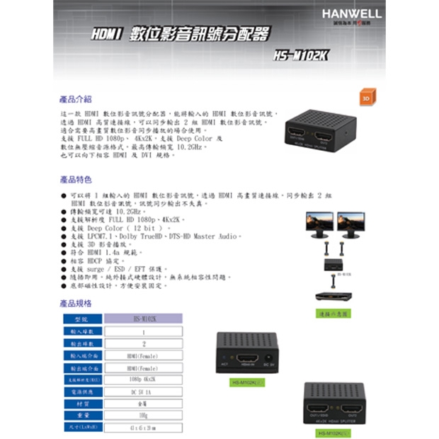 HANWELL HS-M102K 1x2 HDMI 訊號同步分配器 _ 4K30Hz _.1.jpg