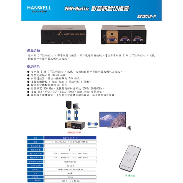 HANWELL SMV201A-P 2x1 VGA_Audio 訊號切換器.1.jpg