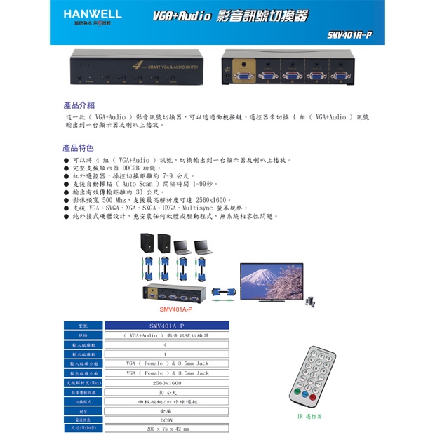 HANWELL SMV401A-P 4x1 VGA_Audio 訊號切換器.1.jpg