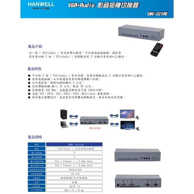 HANWELL SMV-221AD 2x2 VGA_Audio 訊號矩陣切換器.1.jpg