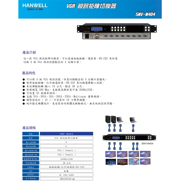 HANWELL SMV-M404 4x4 VGA 訊號矩陣切換器.1.jpg