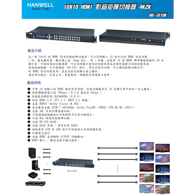 HANWELL HD-1010K 10x10 HDMI 矩陣切換器 _ 4K60Hz _.1.jpg