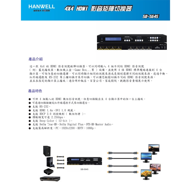 HANWELL SB-5645 4x4 HDMI 矩陣切換器 _ 1080p60Hz _.1.jpg