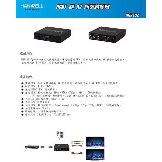 HANWELL HAV102 HDMI 轉 AV 訊號轉換器.1.jpg