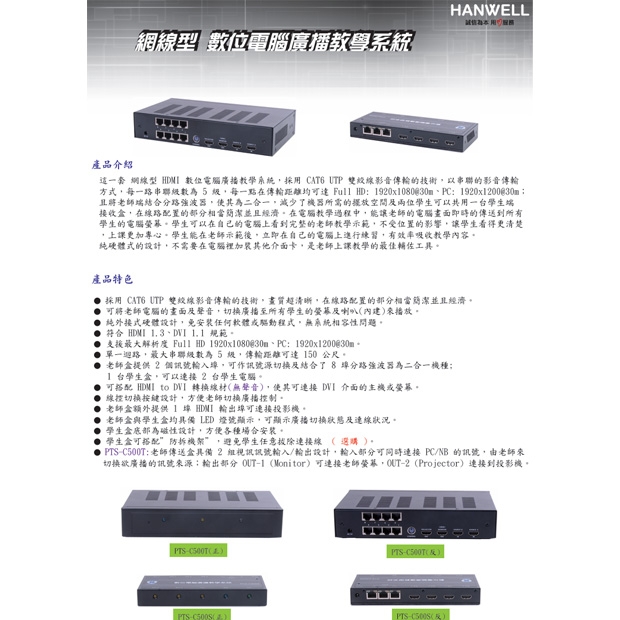 HANWELL PTS-C500 單向網線型數位電腦廣播教學系統.1.jpg