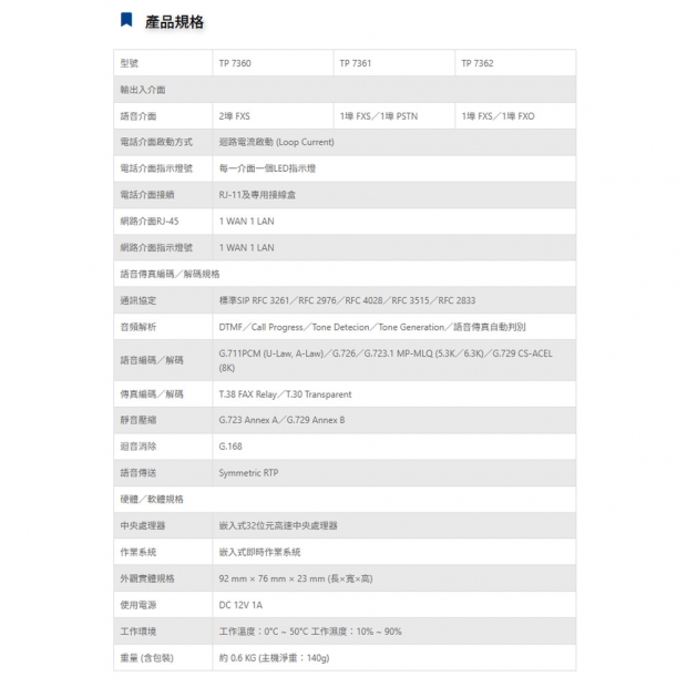 TONNET TP736X 1埠／2埠網路電話閘道器.1.jpg