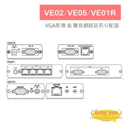 VE02/VE05/VE01R VGA影像 & 聲音網路延長分配器