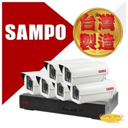 台南監視器 SAMPO 聲寶 8路6鏡優惠組合 DR-TWEX3-8 VK-TW2C98H 2百萬畫素紅外線攝影機 監視器