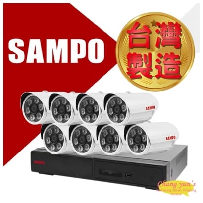 台南監視器 SAMPO 聲寶 8路8鏡優惠組合 DR-TWEX3-8 VK-TW2C66H 2百萬畫素紅外線攝影機 監視器