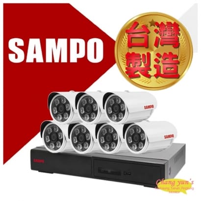 台南監視器 SAMPO 聲寶 8路7鏡優惠組合 DR-TWEX3-8 VK-TW2C66H 2百萬畫素紅外線攝影機 監視器