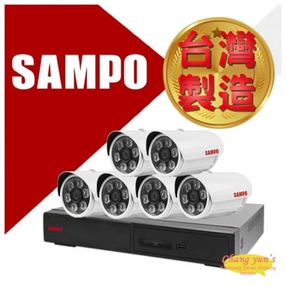 台南監視器 SAMPO 聲寶 8路6鏡優惠組合 DR-TWEX3-8 VK-TW2C66H 2百萬畫素紅外線攝影機 監視器