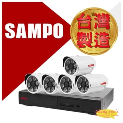 台南監視器 SAMPO 聲寶 8路5鏡優惠組合 DR-TWEX3-8 VK-TW2C66H 2百萬畫素紅外線攝影機 監視器