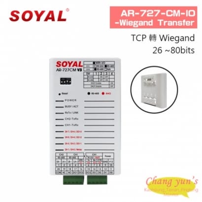 SOYAL AR-727-CM-IO-Wiegand TransferTCP 轉 Wiegand 26 ~80bits