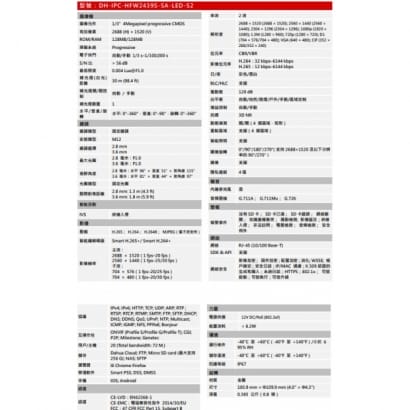 大華  DH-IPC-HFW2439S-SA-LED-S2 4MP Lite全彩定焦彈型網路攝影機 大華  DH-IPC-HFW2439S-SA-LED-S2 4MP Lite全彩定焦彈型網路攝影機
