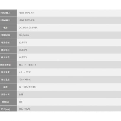 HSP-3088 HDMI1.4 8Port 影音訊號分配器