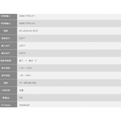 HSP-5024 HDMI1.3 4Port 影音訊號分配器