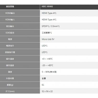 HDC-HHAS HDMI影音分離器