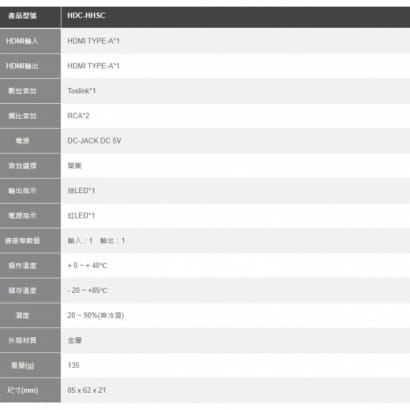 HDC-HHSC HDMI 1.4 影音分離器