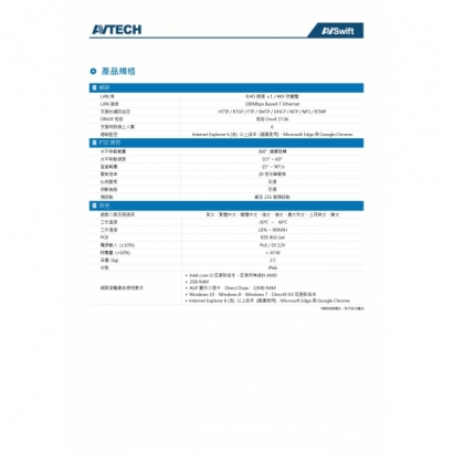AVTECH 陞泰 DGM5937SVAT 五百萬畫素 AI智慧 H.265 20倍快速球 網路攝影機