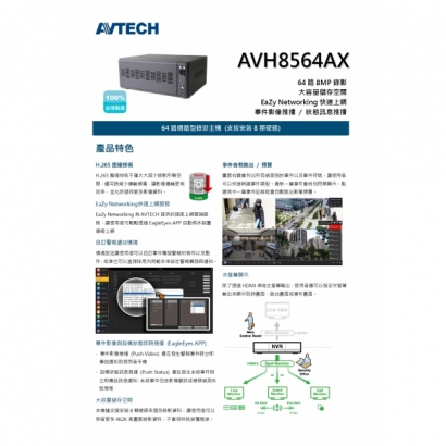 AVTECH 陞泰 AVH8564AX 64 路 網路型錄影主機