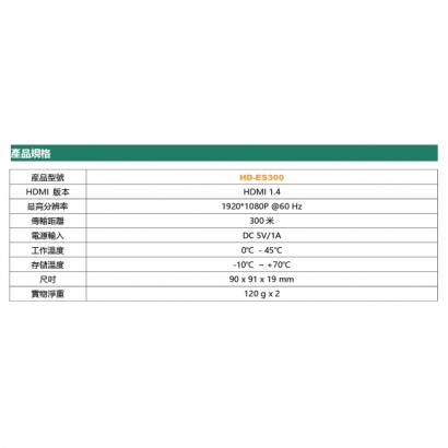 HD-ES300 300米 HDMI 網路延長器 