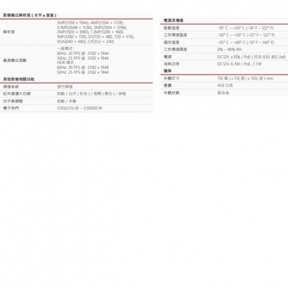LILIN 利凌 P6W9452E2 500萬畫素 日夜兩用固定焦紅外線槍型攝影機
