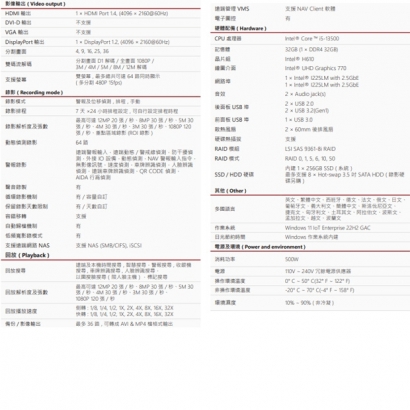 LILIN 利凌 NAV08630 72路 支援AI網路攝影機 NAV 錄影主機