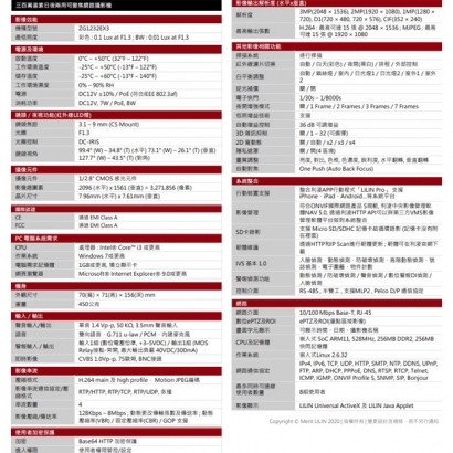 LILIN 利凌 ZG1232EX3 300萬畫素 日夜兩用可變焦網路攝影機