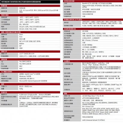 LILIN 利凌 MR632B 200萬畫素 固定焦紅外線防破壞球型網路攝影機