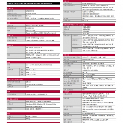 LILIN 利凌 ZD2322EX3 200萬畫素 高畫質自動對焦球型網路攝影機