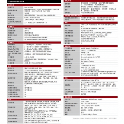 LILIN 利凌 NAV16108A 108路 熱插拔抽取硬碟×16 中央管理錄影主機