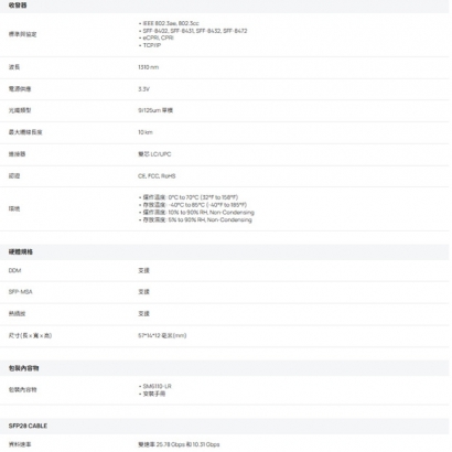 TP-LINK SM6110-LR Omada 25GBase-LR SFP28 LC 光纖模組