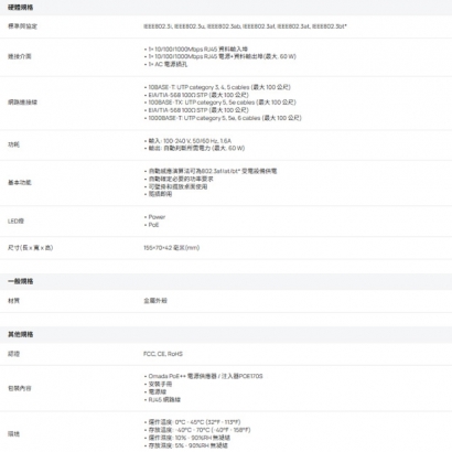 TP-LINK POE170S (TL-POE170S) Omada PoE++ 電源供應器/注入器