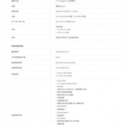 TP-LINK AP9670 Omada Pro AX5400 吸頂式 Wi-Fi 6 基地台