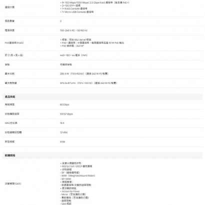 TP-LINK S5500-8MHP2XF Omada Pro 8 埠 PoE+ 2.5G L2+ 管理型交換器 (含 2 個 SFP+ 插槽)
