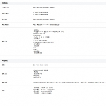 TP-LINK S4500-8GHP2F Omada Pro 8 埠 PoE+ Gigabit 智慧型交換器 (含 2 個 SFP 插槽)