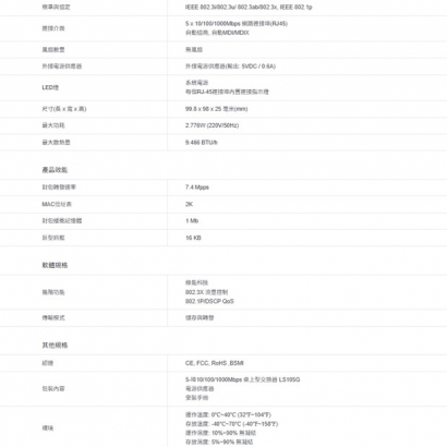 TP-LINK LS105G 5埠 10/100/1000Mbps 桌上型交換器