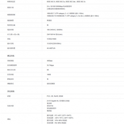 TP-LINK TL-SG1024D 24 埠 Gigabit 桌上型/機架式交換器