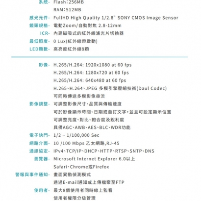 VACRON VIN-US731T-E4 1080P 電動變焦網路攝影機