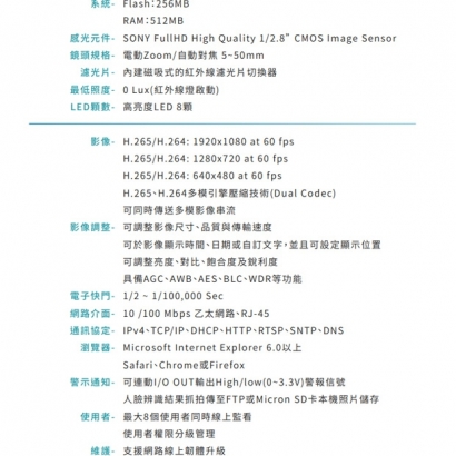 VACRON VIN-US760FVTA-EA 1080P 人臉辨識網路攝影機