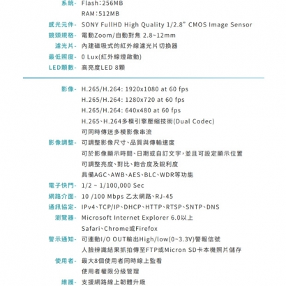 VACRON VIN-US760FTA-EA 1080P 人臉辨識網路攝影機