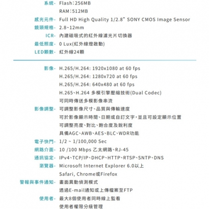 VACRON VIN-DS755 1080P 資安認證-半球型網路攝影機