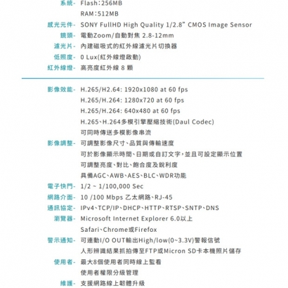 VACRON VIN-US760HTA-EA 1080P 人形辨識網路攝影機