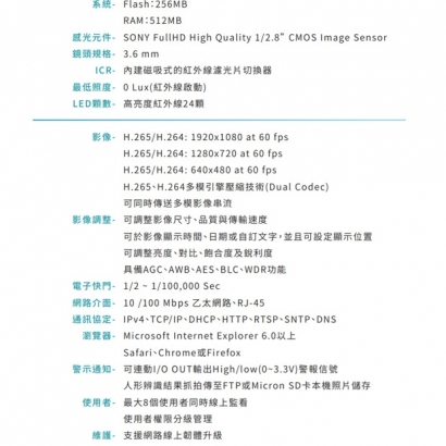 VACRON VIG-DJ771E-Z5 1080P 半球型網路攝影機
