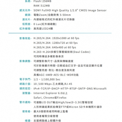 VACRON VIN-US730HVTA-E4 1080P 人形辨識網路攝影機