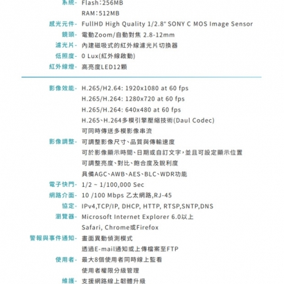 VACRON VIN-US730T-E4 1080P 電動鏡頭網路攝影機
