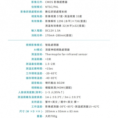 VACRON FUM-TC810 720P 溫度感測高清攝影機