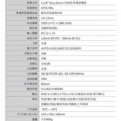 VACRON VCN-S59LS42HD 1080P AHD夜視全彩 攝影機 VACRON VCN-S59LS42HD 1080P AHD夜視全彩 攝影機