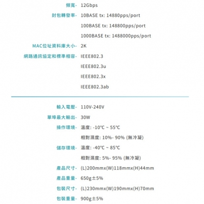 VACRON VS-F0820GBL 8+2PORT POE gigabit 交換器 VACRON VS-F0820GBL 8+2PORT POE gigabit 交換器